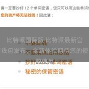 比特派国际版 比特派最新官方钱包发布，全新体验期待您的使用